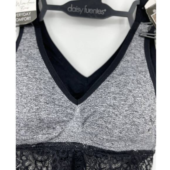Daisy Fuentes 2 Pack Lace Gray Black Bras Bralette Everyday Comfort NEW Small - Picture 9 of 12